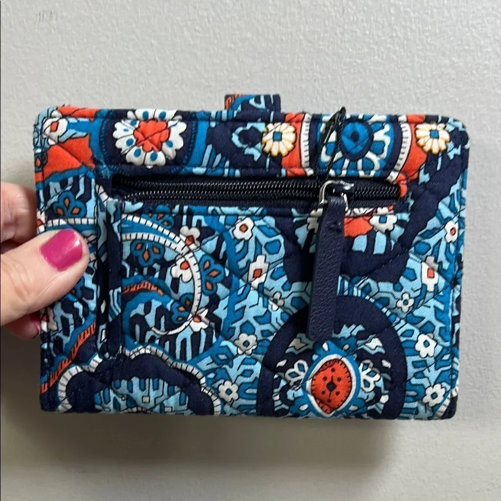 Vera Bradley Marrakech Navy and Orange Patterned Travel Wallet NWT - Picture 2 of 3